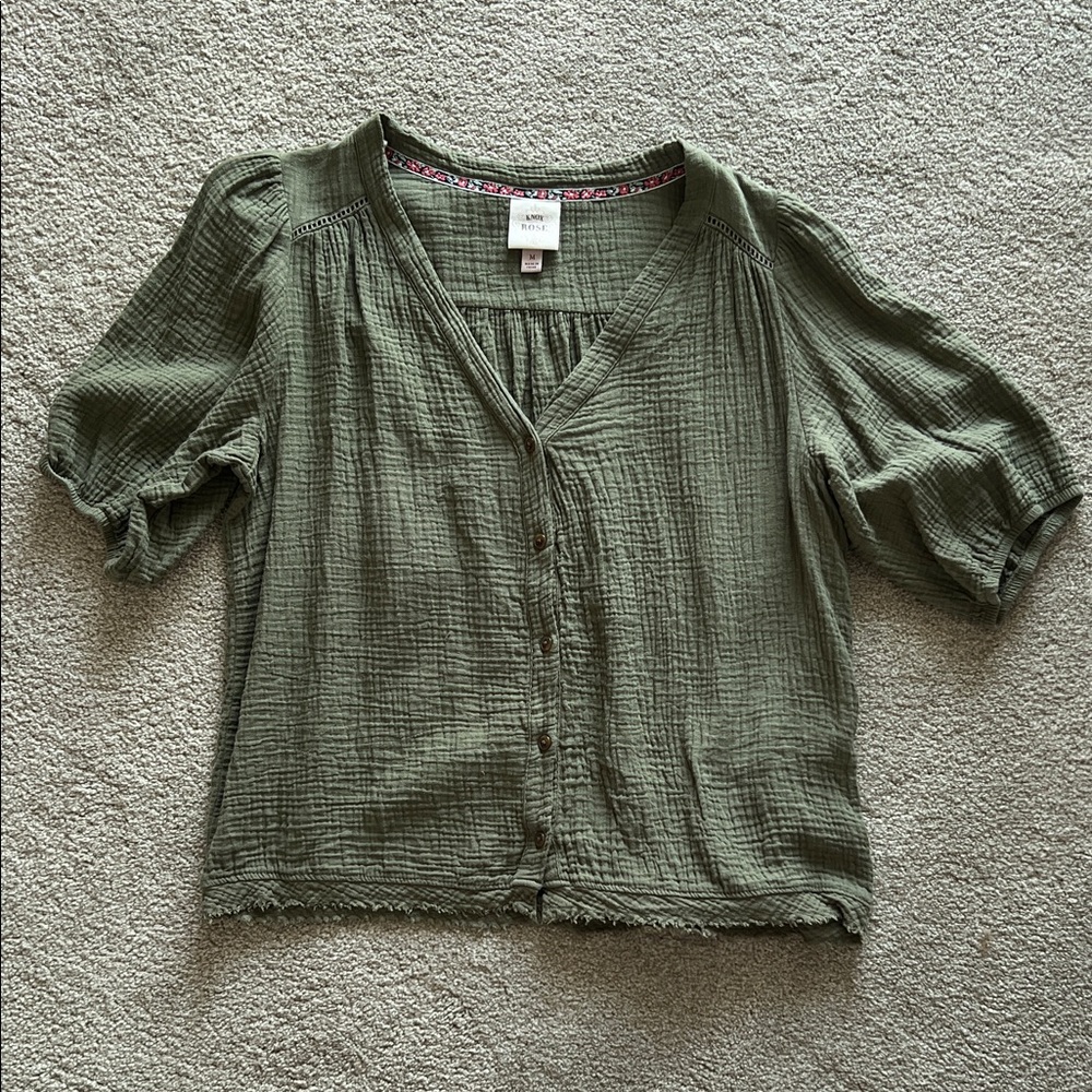 Knox Rose Sage Green Textured Blouse